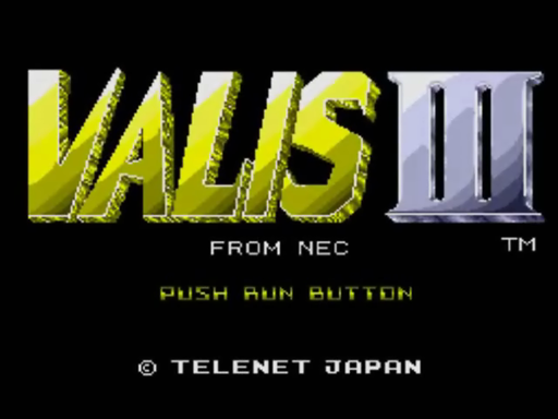 Valis III: The Fantasm Soldier title screen for PC Engine CD